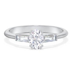 3 Stone Engagement Ring with Tapered Baguettes
