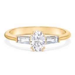 3 Stone Engagement Ring with Tapered Baguettes