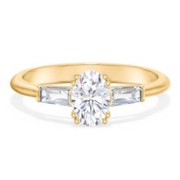 3 Stone Engagement Ring with Tapered Baguettes