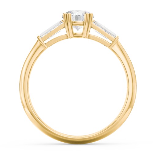 3 Stone Engagement Ring with Tapered Baguettes