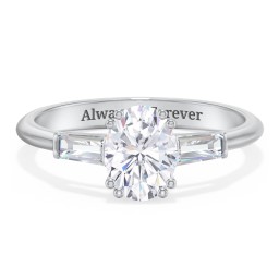 3 Stone Engagement Ring with Tapered Baguettes