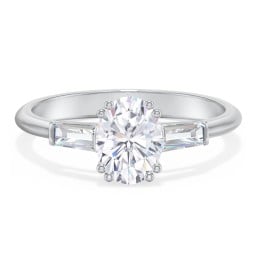 3 Stone Engagement Ring with Tapered Baguettes