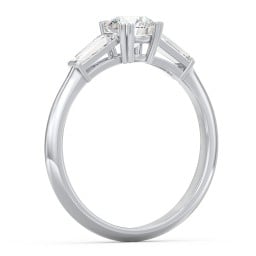 3 Stone Engagement Ring with Tapered Baguettes