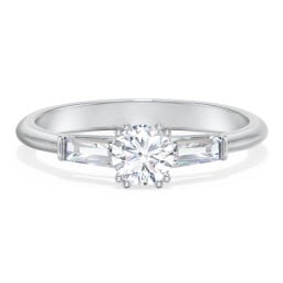 3 Stone Engagement Ring with Tapered Baguettes