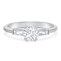 3 Stone Engagement Ring with Tapered Baguettes