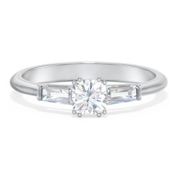 3 Stone Engagement Ring with Tapered Baguettes