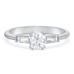3 Stone Engagement Ring with Tapered Baguettes