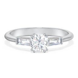 3 Stone Engagement Ring with Tapered Baguettes