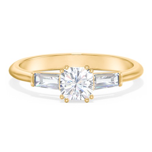 3 Stone Engagement Ring with Tapered Baguettes