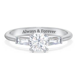 3 Stone Engagement Ring with Tapered Baguettes
