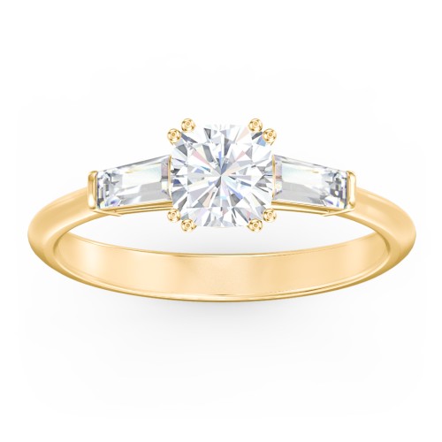 3 Stone Engagement Ring with Tapered Baguettes