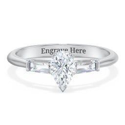 3 Stone Engagement Ring with Tapered Baguettes