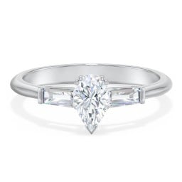 3 Stone Engagement Ring with Tapered Baguettes