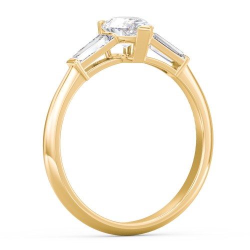 3 Stone Engagement Ring with Tapered Baguettes