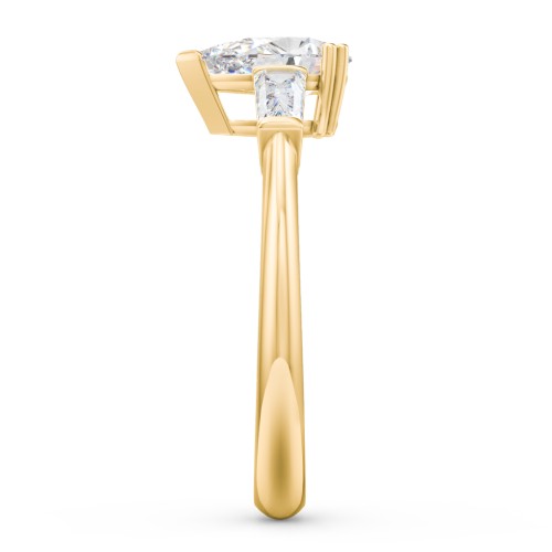 3 Stone Engagement Ring with Tapered Baguettes