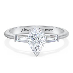 3 Stone Engagement Ring with Tapered Baguettes