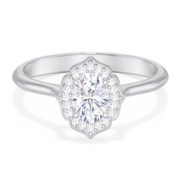 Lotus Halo Diamond Engagement Ring