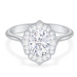 Lotus Halo Diamond Engagement Ring