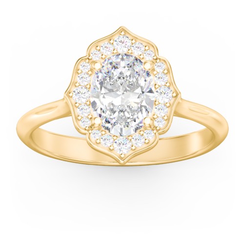 Lotus Halo Diamond Engagement Ring