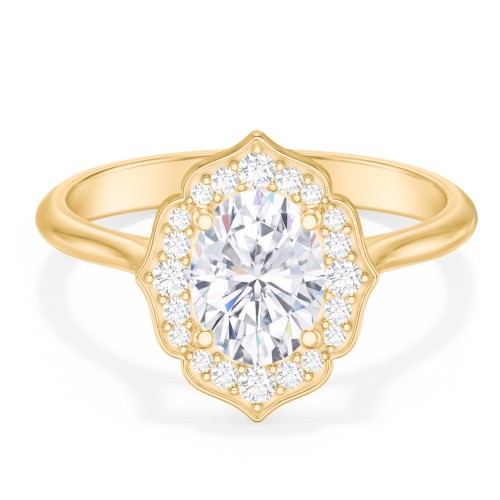 Lotus Halo Diamond Engagement Ring