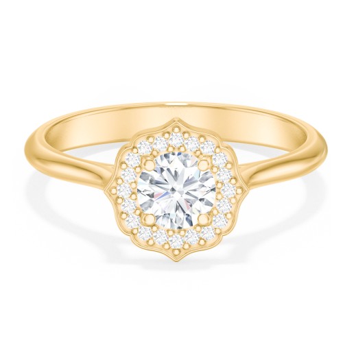 Lotus Halo Diamond Engagement Ring
