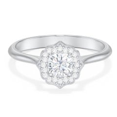 Lotus Halo Diamond Engagement Ring