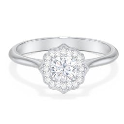 Lotus Halo Diamond Engagement Ring