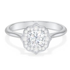 Lotus Halo Diamond Engagement Ring