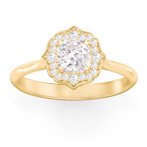 Lotus Halo Diamond Engagement Ring