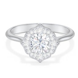 Lotus Halo Diamond Engagement Ring