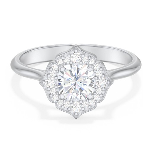 Lotus Halo Diamond Engagement Ring
