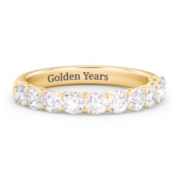 Classic Shared Prong Half Eternity Wedding Band - 1 ct. tw. in 10K Solid Yellow Gold with Lab Diamonds