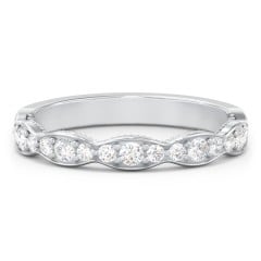 Scalloped Multi-Stone Half Eternity Wedding Band