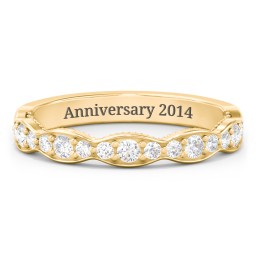Scalloped Multi-Stone Half Eternity Wedding Band