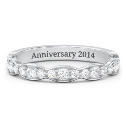 Scalloped Multi-Stone Half Eternity Wedding Band