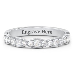 Scalloped Multi-Stone Half Eternity Wedding Band