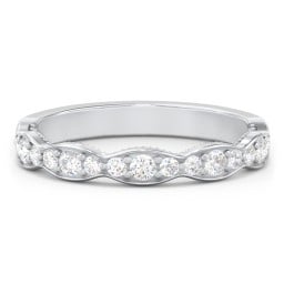 Scalloped Multi-Stone Half Eternity Wedding Band