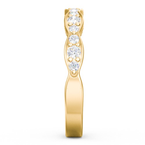 Scalloped Multi-Stone Half Eternity Wedding Band