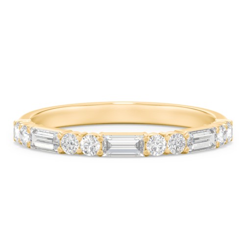 Baguette & Round Stone Half Eternity Wedding Band - 1/2 ct. tw. – 10K Yellow Gold with Lab Diamond