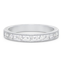 Milgrain Half Eternity Wedding Band with Diamond Accents