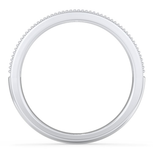 Milgrain Half Eternity Wedding Band with Diamond Accents – 14K White Gold with Lab Diamond