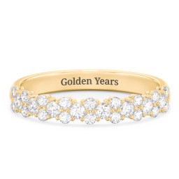 Modern Multi-Stone Half Eternity Wedding Band in 10K Solid Yellow Gold with Lab Diamond