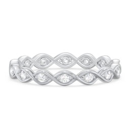 Intertwined Infinity Eternity Band with Accent Stones in 10K Solid White Gold