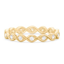 Intertwined Infinity Eternity Band with Accent Stones in 10K Solid Yellow Gold