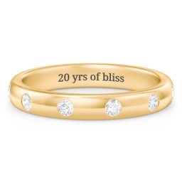 Flush Set Diamond Eternity Wedding Band in 10K Solid Yellow Gold with Lab Diamond