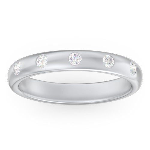 Flush Set Diamond Half-Eternity Wedding Band – 10K White Gold with Lab Diamond