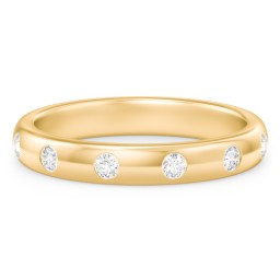 Flush Set Diamond Half-Eternity Wedding Band in 10K Solid Yellow Gold
