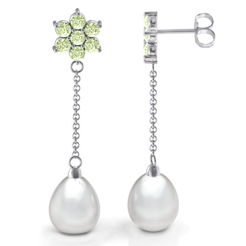 Freshwater Pearl Drop Earrings with Floral Detail