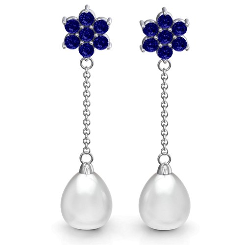 Freshwater Pearl Drop Earrings with Floral Detail