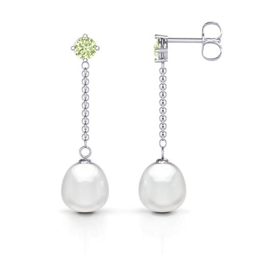 Elegant Solitaire Stud Freshwater Pearl Drop Earrings
